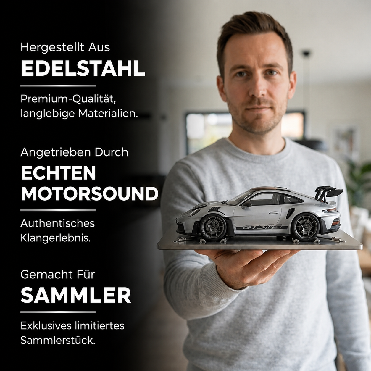 THE RED LINE Porsche aus Edelstahl, mit echtem Motorsound, gefertigt für Sammler